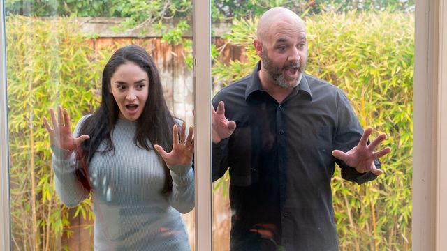 Lauren Phillips and Jane Wilde legs on shoulders bang