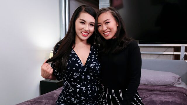 Kimmy Kim and Mina Moon blowjob scene